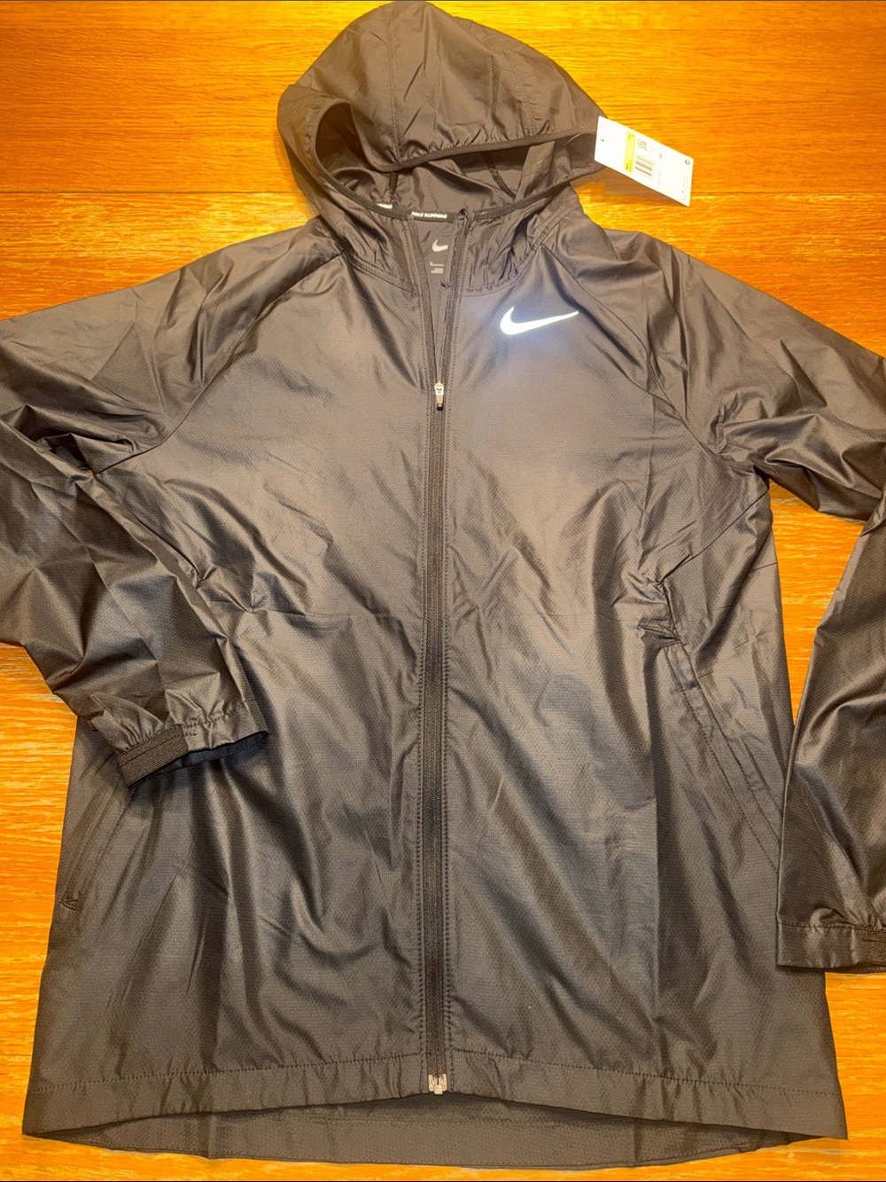 Nike Men’s Black Hooded Windbreaker with White Swoosh